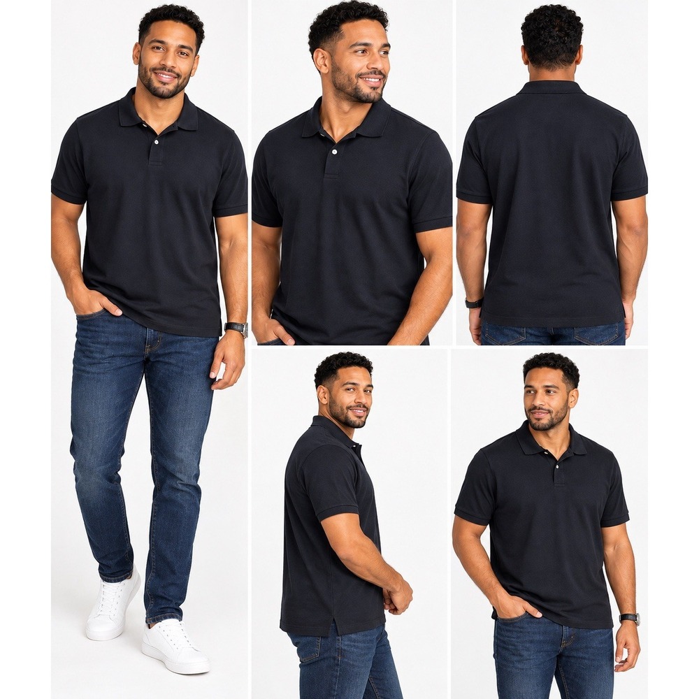 L- GAP Men's Dark Navy blue Solid Classic Fit Short sleeve Polo T Shirt - Picture 4 of 4